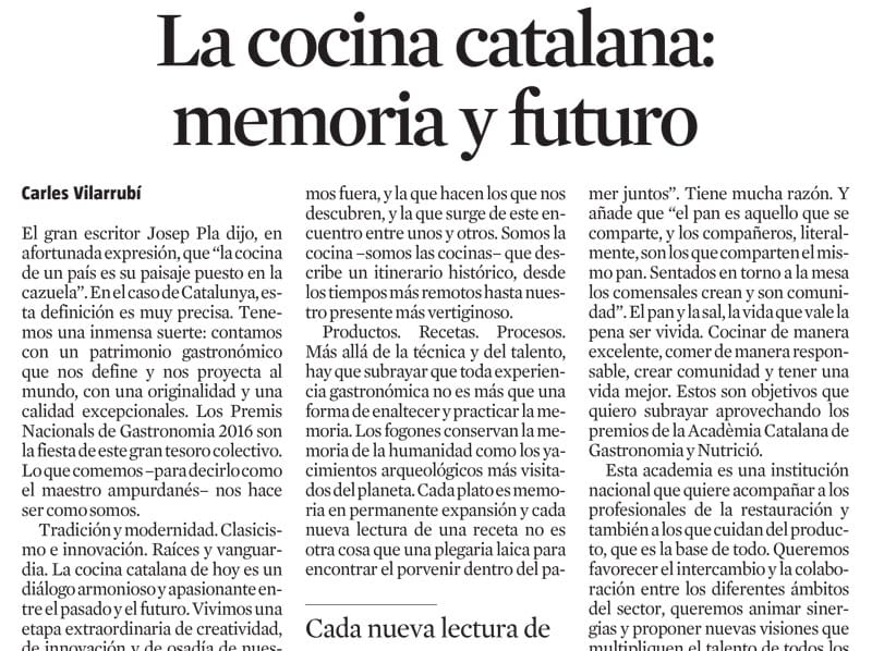 La Cocina Catalana, memoria y futuro.